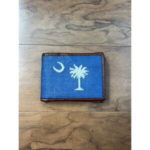 Smathers & Branson SC South Carolina Flag Needlepoint Bi Fold Wallet Blueberry